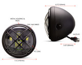 Motorbike Headlight LED 7.7" with Titan Design Grill for Retro Cafe Racer & Streetfighter
