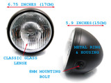 Motorbike Motorcycle Universal 6 3/4" 6.75" Matt Black Steel 12V 55W Headlight Motorbike Motorcycle Universal 6 3/4" 6.75" Matt Black Steel 12V 55W Headlight
