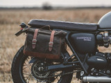 Brown 9.5L Waxed Canvas Multifit Saddlebag By Longride CUS133WBRO Brown 9.5L Waxed Canvas Multifit Saddlebag By Longride CUS133WBRO