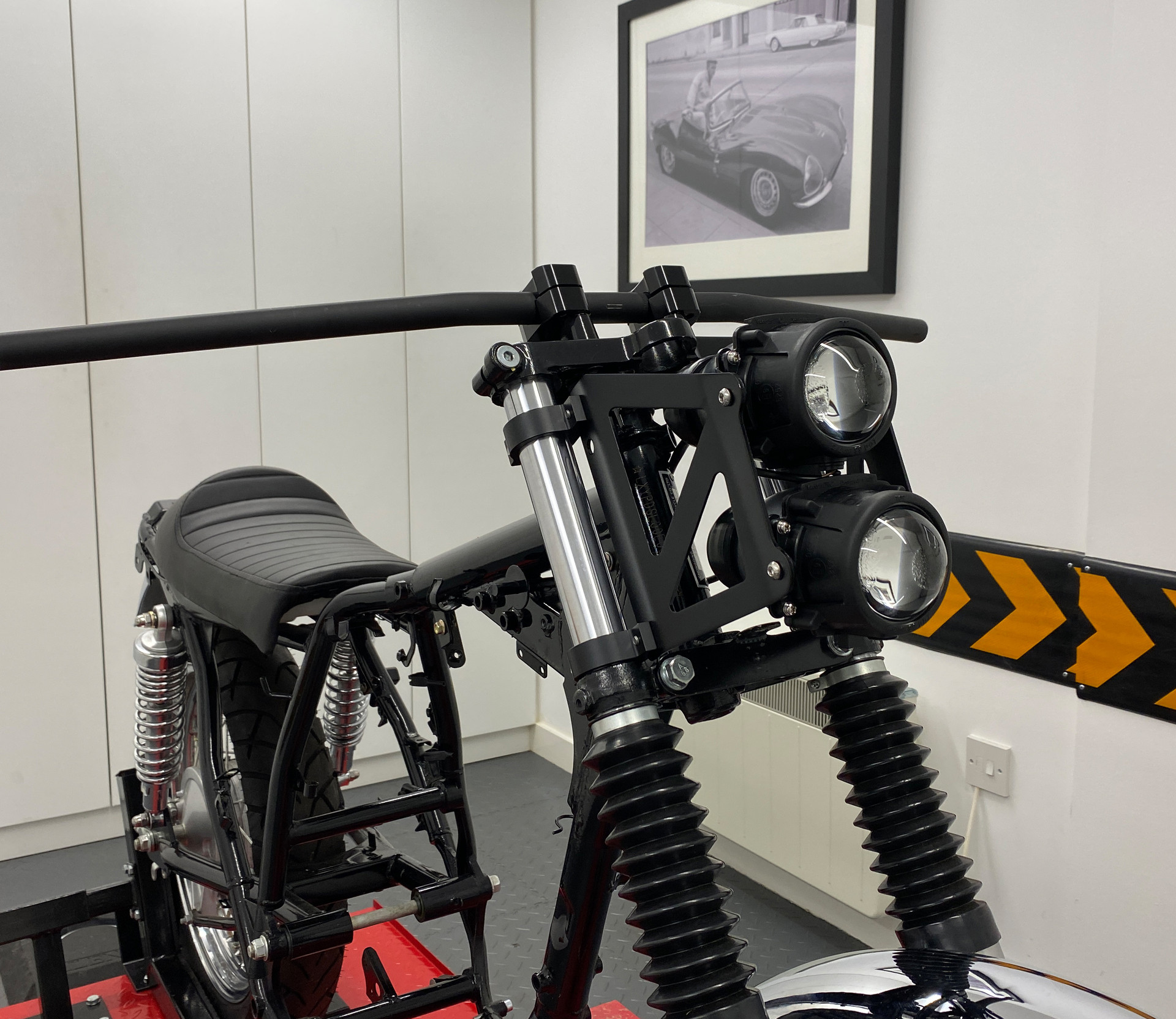 Dual Stacked Streetfighter Projector Black Motorbike Headlight Forks ...