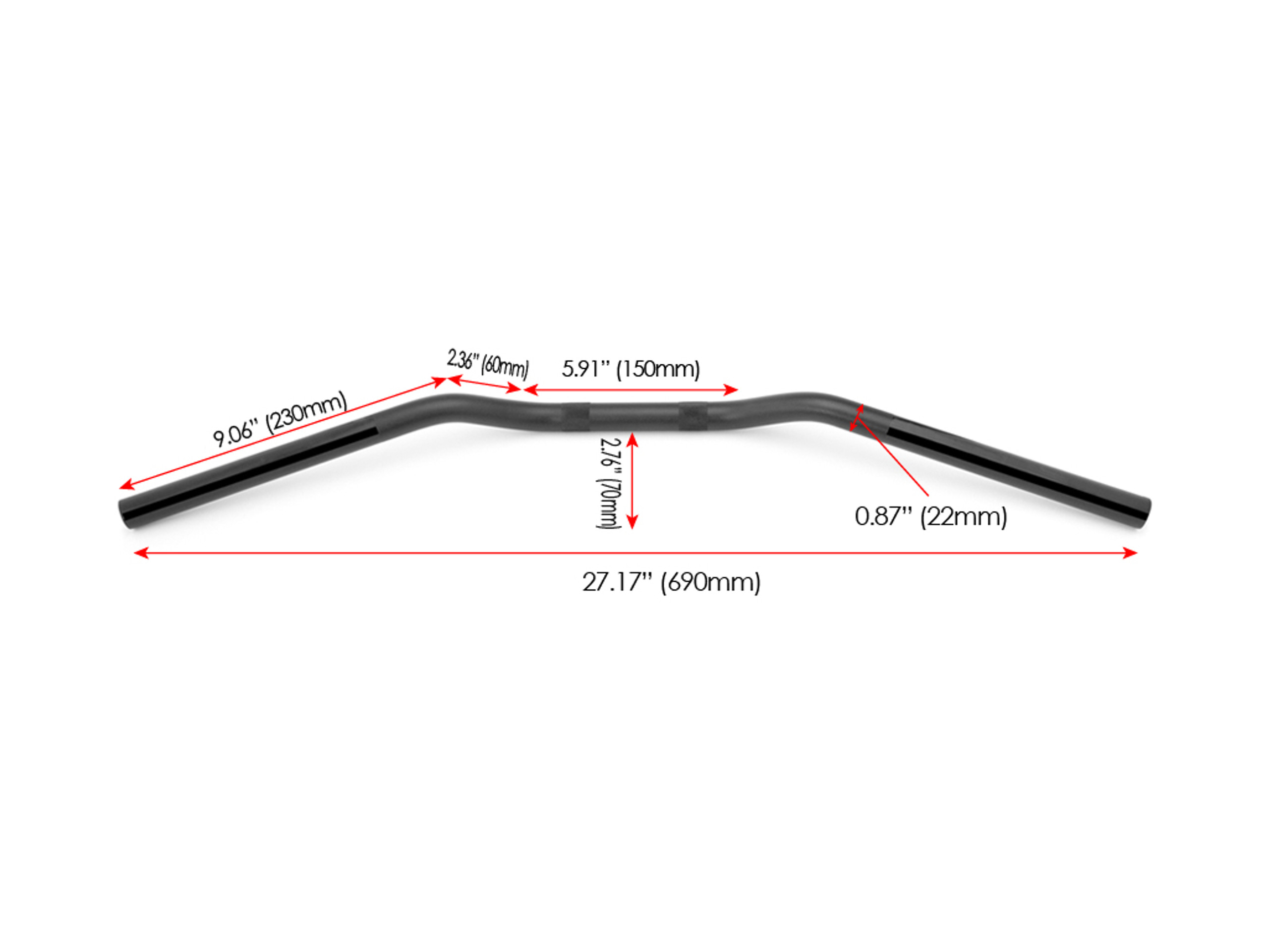 Motorbike Drag Handlebars 22mm (7/8") for Cafe Racers, Scramblers