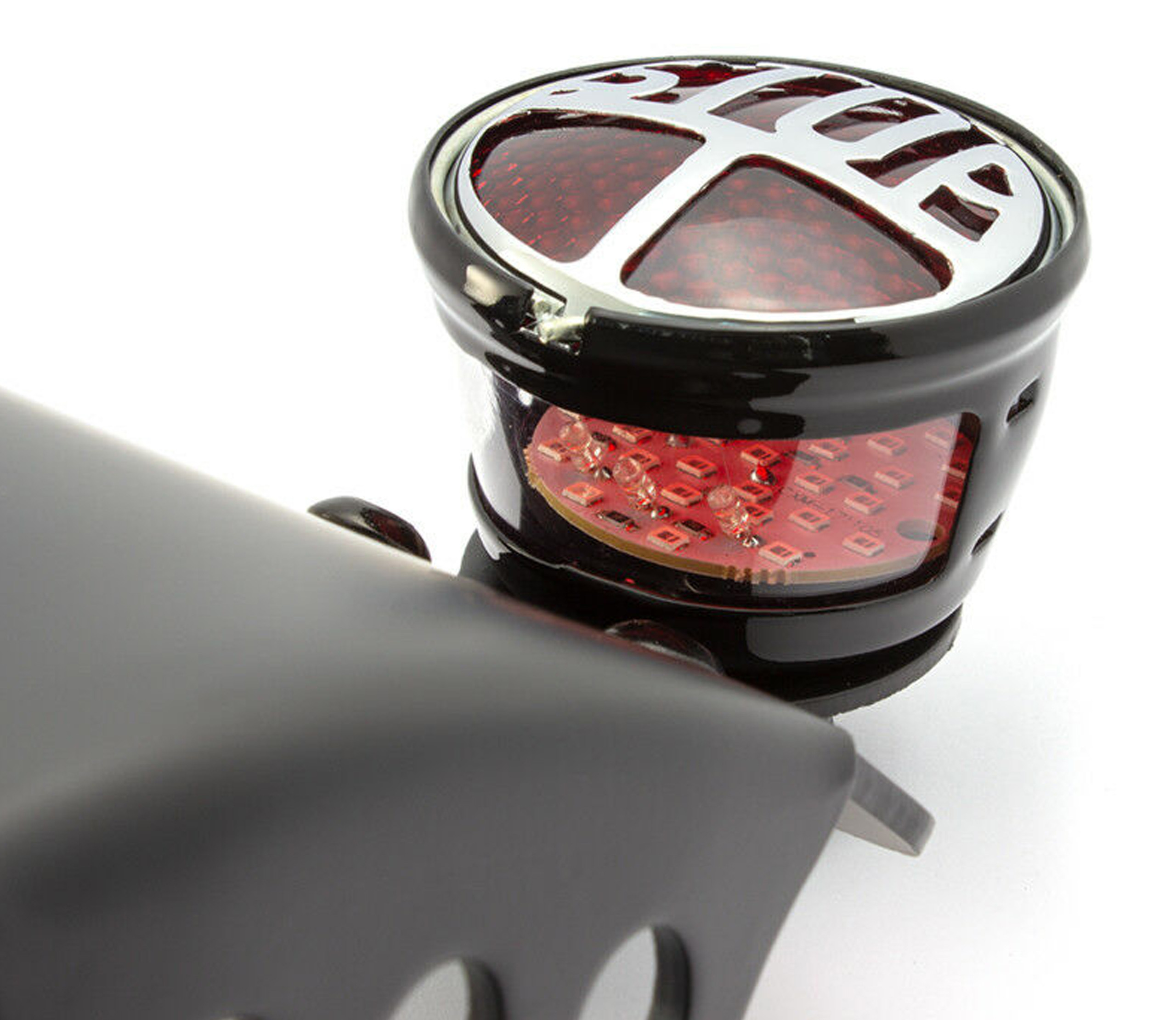 Curved Side Mount Motorbike Number Plate Holder with LED Miller Style Taillight