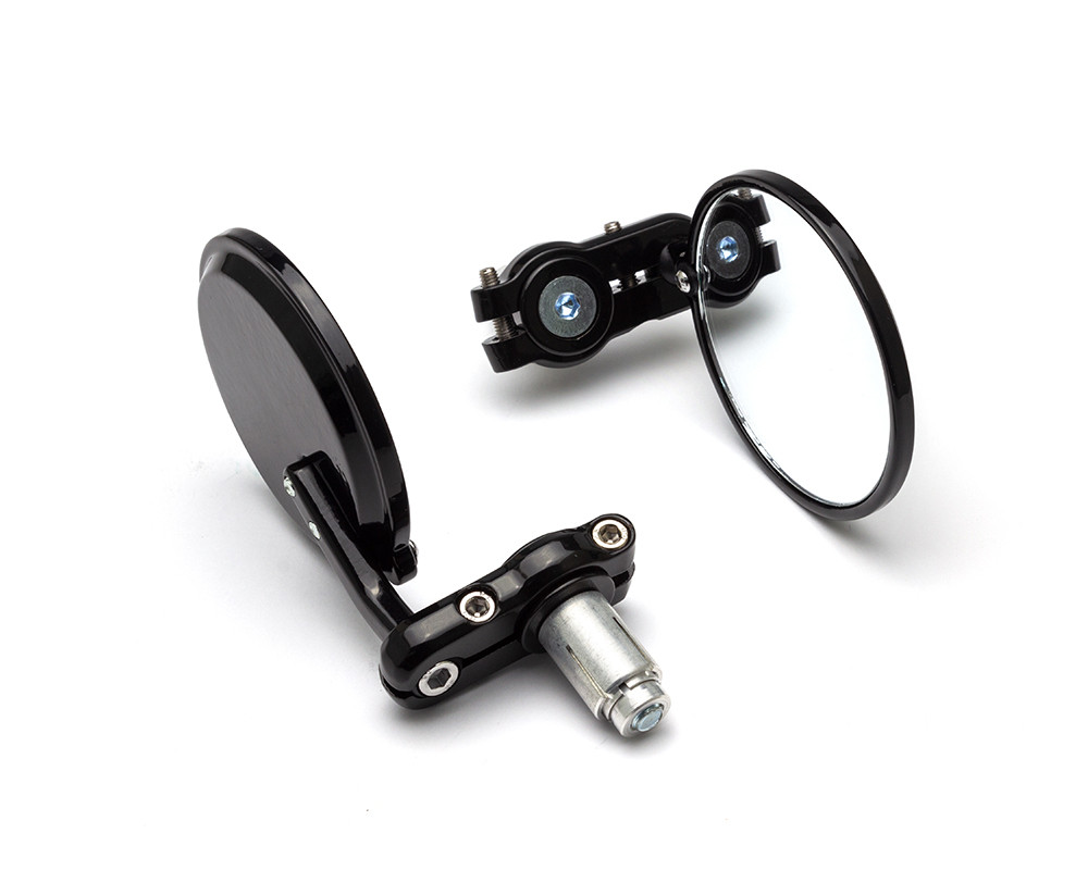 Motorbike Bar End Mirrors Black Aluminium for 22mm (7/8") Handlebars HIGH QUALITY