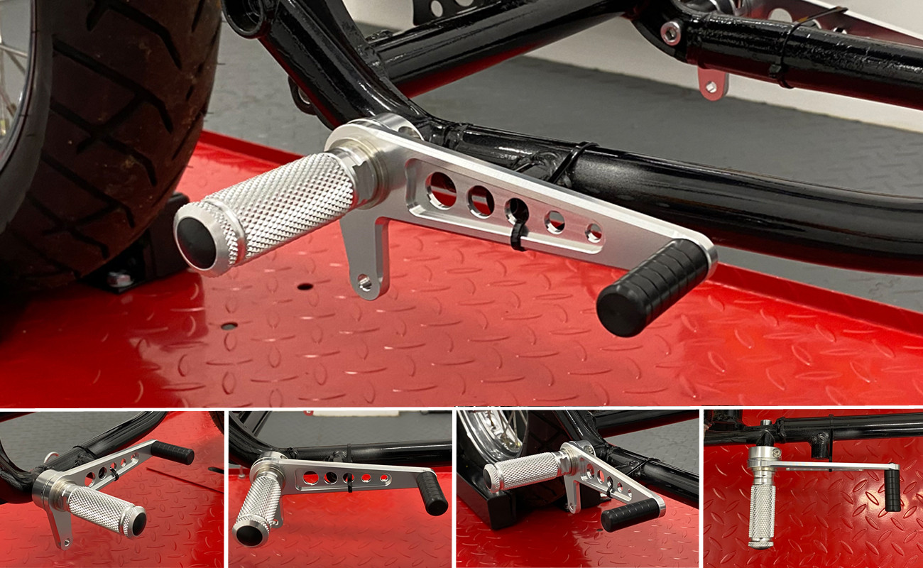 Motorbike Rearsets Footpegs Inc. Hanger Polished Aluminium Alloy Cafe