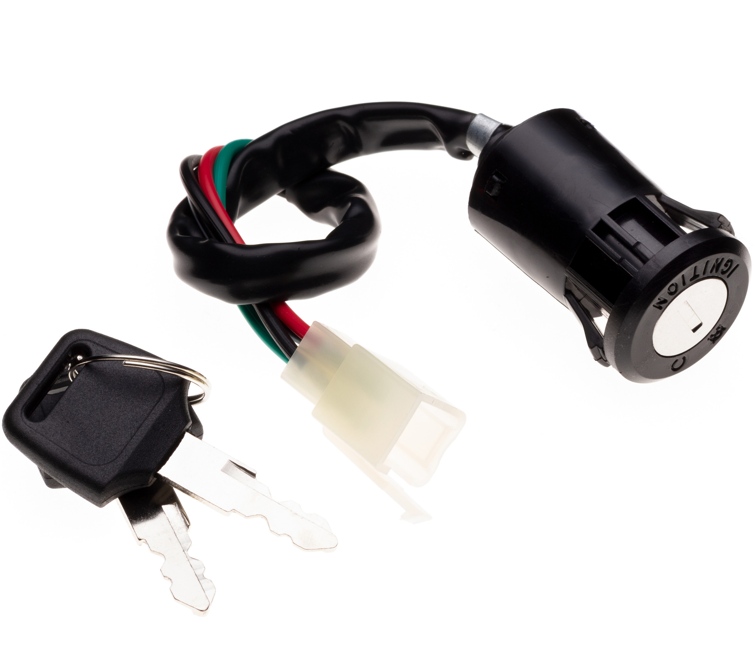 Suzuki 4-Wire Ignition Key Barrel Switch With 2 Keys – Fits LTZ 50, Quad, ATV (Black)