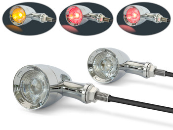 CHROME Retro Motorbike Motorcycle Integrated LED Indicators + Stop & Taillights CHROME Retro Motorbike Motorcycle Integrated LED Indicators + Stop & Taillights