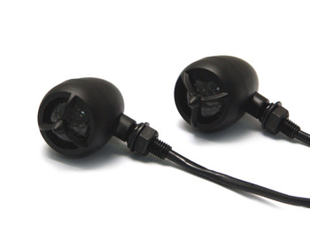 Matt Black Steel Torpedo Style LED Motorbike Indicators Matt Black Steel Torpedo Style LED Motorbike Indicators