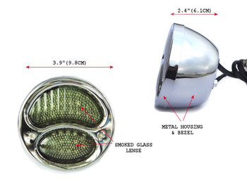 Pair of Chrome Vintage Style Car Integrated LED Stop Tail Lights with Indicators Pair of Chrome Vintage Style Car Integrated LED Stop Tail Lights with Indicators