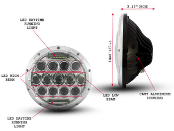 7" 75W Chrome Multi Projector LED Headlight Insert with Daytime Running Lights 7" 75W Chrome Multi Projector LED Headlight Insert with Daytime Running Lights
