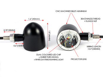 Black with polished Bezel CNC Billet Ally Integrated LED Motorbike Driving Lights DRL and Indicators Black with polished Bezel CNC Billet Ally Integrated LED Motorbike Driving Lights DRL and Indicators