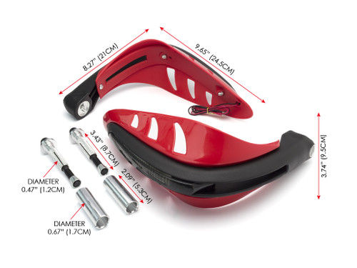 RED Motorbike Quad Bike Handguards Protectors LED Daytime Running Lights DRL
