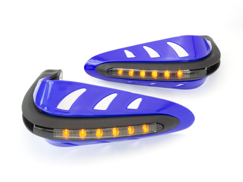 BLUE Motorbike Quad Bike Handguards Protectors Bulit In Indicators Turn Signals