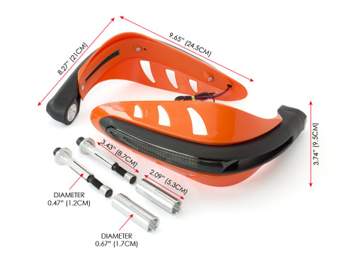 ORANGE Motorbike Quad Bike Handguards Protectors LED Daytime Running Lights DRL