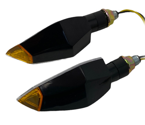 Motorcycle Motorbike Black E-marked LED Indicators with Orange Tips