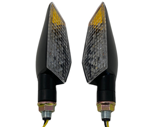 Motorcycle Motorbike Black E-marked LED Indicators with Orange Tips