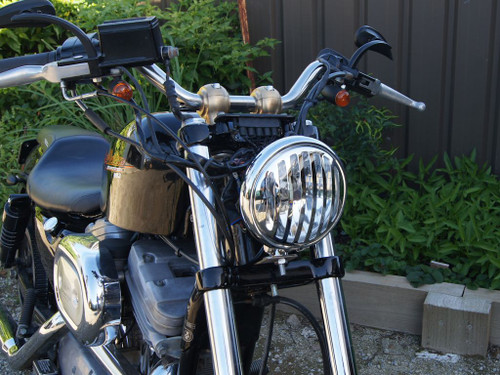 5.75" INCH Chrome Prison Grill Metal Headlight Cover for Scrambler Brat Motorbike