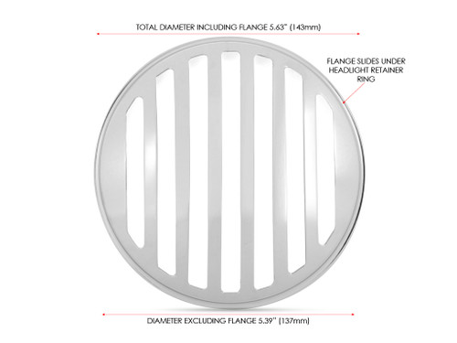 5.75" INCH Chrome Prison Grill Metal Headlight Cover for Scrambler Brat Motorbike