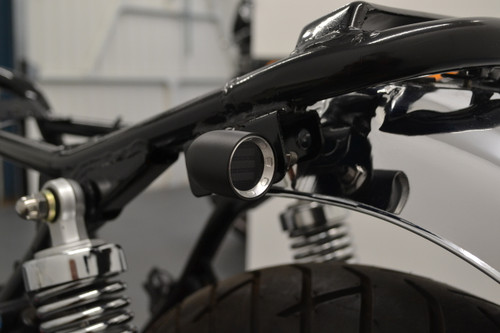 Black with Chrome Bezel Mini LED Motorbike Indicators - CNC Aluminium - PAIR