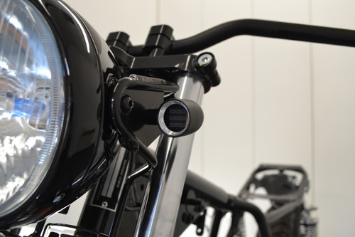Black with Chrome Bezel Mini LED Motorbike Indicators - CNC Aluminium - PAIR