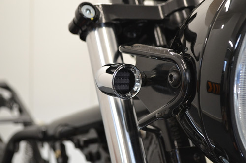 Chrome Mini LED Motorbike Indicators - CNC Aluminium - PAIR
