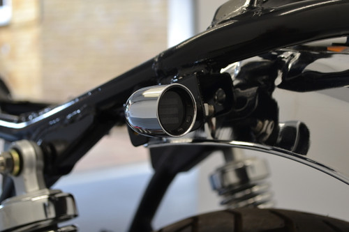 Chrome Mini LED Motorbike Indicators - CNC Aluminium with Black Bezel - PAIR