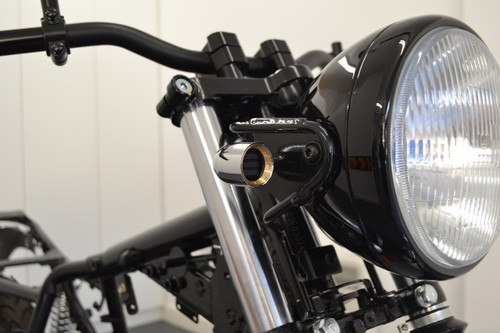 Chrome Mini LED Motorbike Indicators - CNC Aluminium with Brass Bezel - PAIR