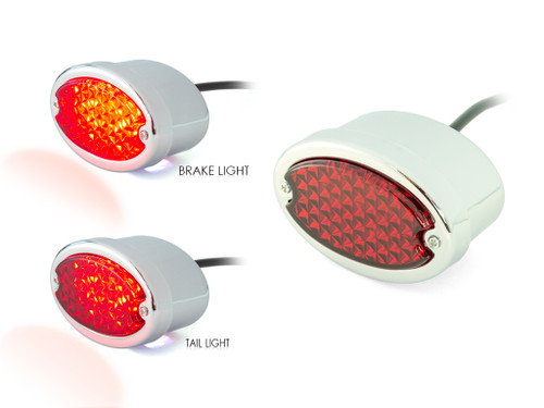 Chrome Motorbike LED Stoplight Taillight Red Lens for Project Custom Classic Bike