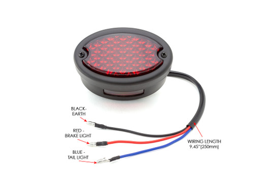 Black Motorbike LED Stoplight Taillight Red Lens for Project Custom Classic Bike