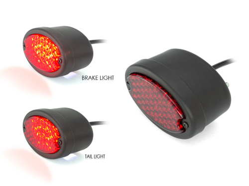 Black Motorbike LED Stoplight Taillight Red Lens for Project Custom Classic Bike