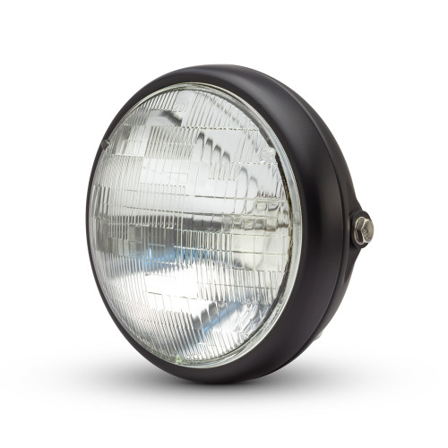 Motorbike 7.7" Headlight Matt Black 12V 55W for Cafe Racer & Scrambler - SHALLOW Motorbike 7.7" Headlight Matt Black 12V 55W for Cafe Racer & Scrambler - SHALLOW