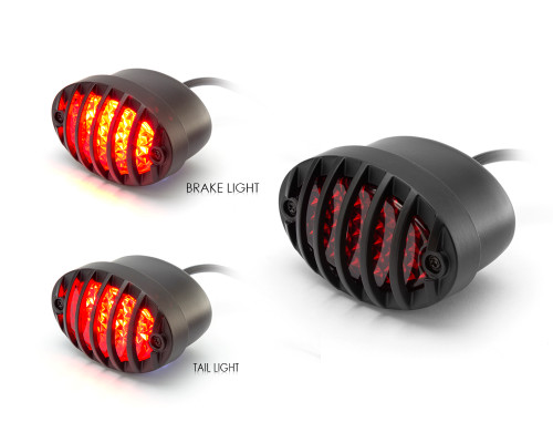 Motorbike LED Taillight Red Lens Prison Grill - Streetfighters & Custom Bikes