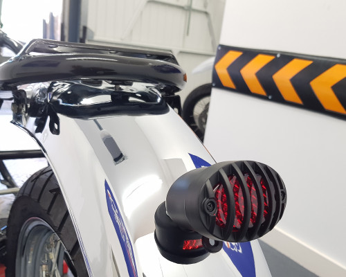 Motorbike LED Taillight Red Lens Prison Grill - Streetfighters & Custom Bikes