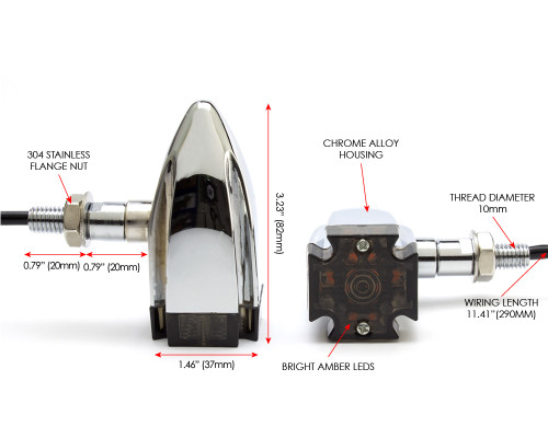 Motorbike LED Indicators - CHROME - Maltese Cross for Retro Project Custom Bikes