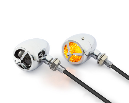 Chrome Steel Torpedo Style LED Motorbike Indicators