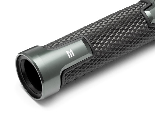 Grey Motorbike Hand Grips & Bar Ends for 22mm bars - Anodised Aluminium - High Quality