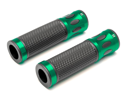 Green Motorbike Hand Grips for 22mm bars - Anodised Aluminium - High Quality