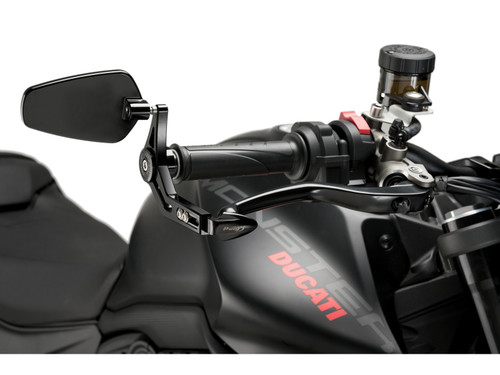 PUIG BRAKE LEVER PROTECTOR BLACK WITH MIRROR PRO - 21440N - INDIAN FTR SPORT