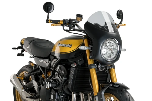 PUIG RETRO BLACK SEMI FAIRING AND SCREEN 195MM LIGHT SMOKE - 9595H - KAWASAKI Z900RS SE