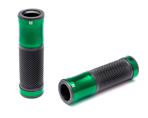 Green Anodised Aluminium / Rubber Hand Grips for 22mm Bars Green Anodised Aluminium / Rubber Hand Grips for 22mm Bars