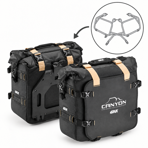 Givi GRT720B Canyon Monokey  2 x 25L soft Panniers with Supports for Honda Africa Twin CRF1100L (20>23)