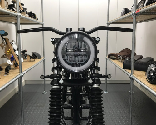 LED Motorbike 6.5" Headlight - Black 12V for Retro Cafe Racer & Streetfighter Project