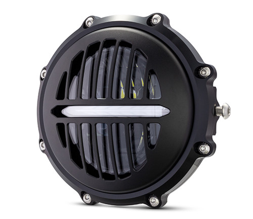 Motorbike LED Headlight 7" with Driving Lights and Prison Grill for Street Bikes Motorbike LED Headlight 7" with Driving Lights and Prison Grill for Street Bikes