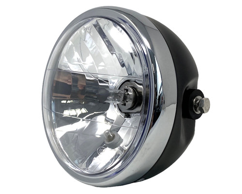 Motorcycle Headlight Matt Black Metal With Chrome Bezel for Custom Project Retro Bike Motorcycle Headlight Matt Black Metal With Chrome Bezel for Custom Project Retro Bike