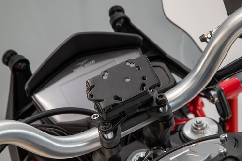 GPS mount for handlebar Black. Moto Guzzi V85 TT (19-23).