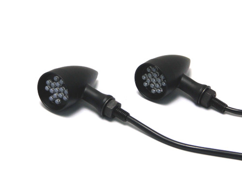 Matt Black Steel LED Motorbike Motorcycle Indicators / Turn Signals Matt Black Steel LED Motorbike Motorcycle Indicators / Turn Signals