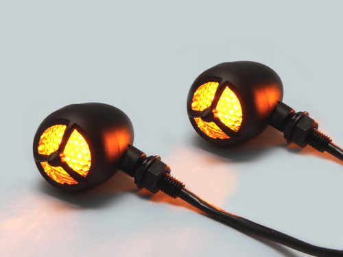 Matt Black Steel Torpedo Style LED Motorbike Indicators