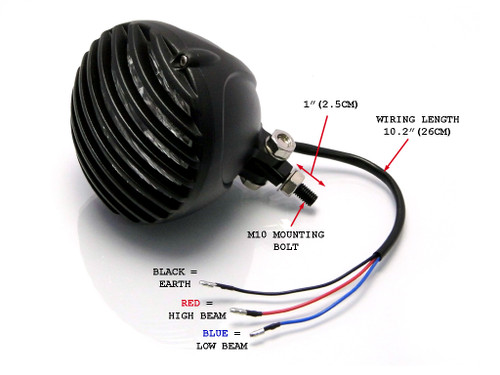 4 1/2" 12V 35W Matt Black Alloy Retro Vintage Grill Headlight Motorcycle Motorbike