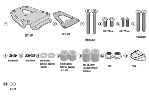 Givi SRA6422 Monokey Aluminium Adaptor Plate - Triumph Tiger 1200 GT