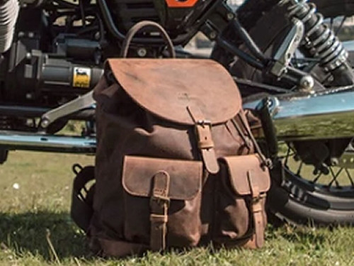 Brown Waxed Canvas Backpack By Longride CUS4027WBRO