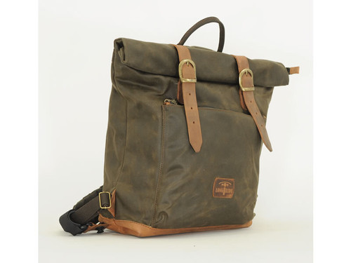 Khaki Waxed Canvas Backpack By Longride CUS4055WKHA